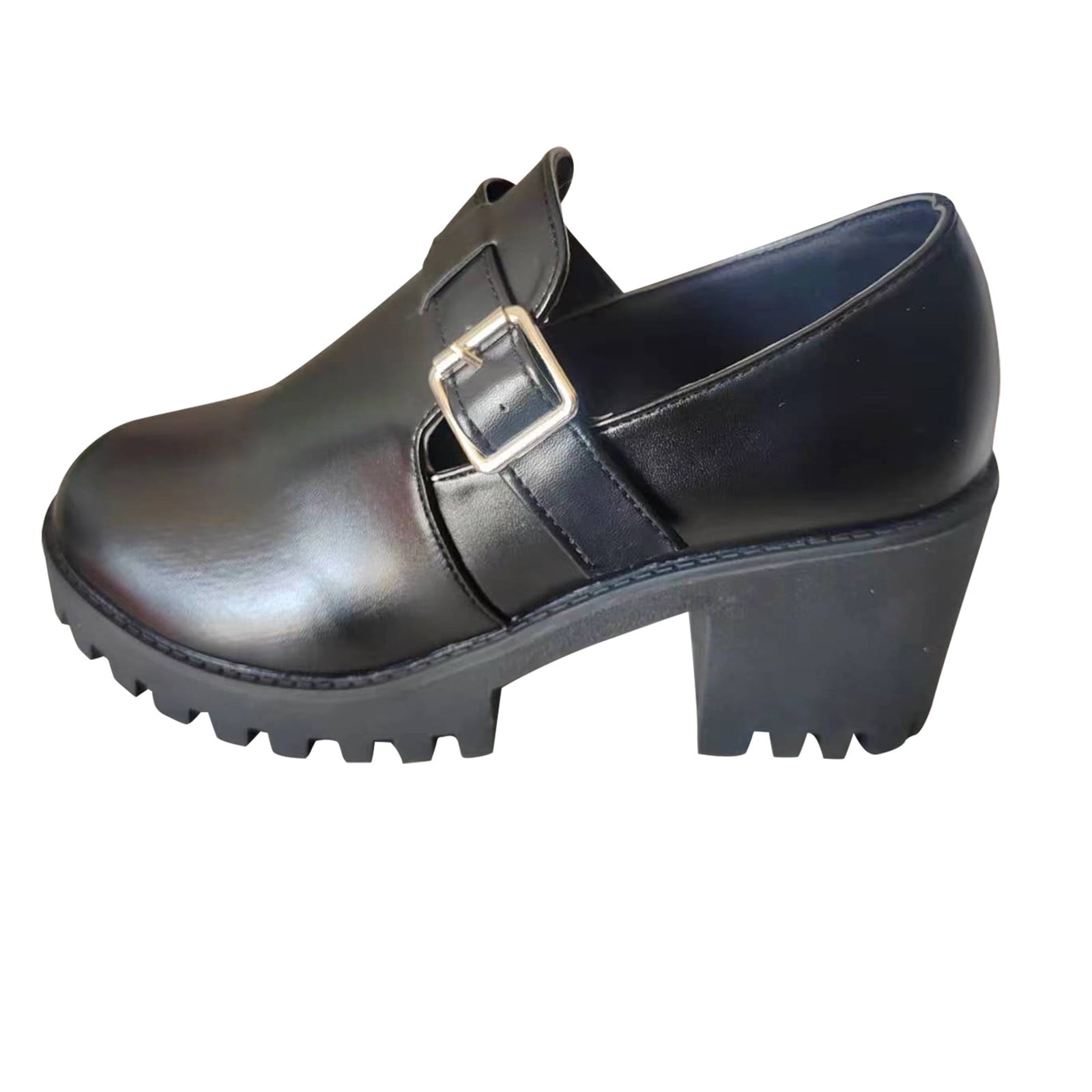 Loafers Shoes For Women Block Heels Lace-up Pumps Footwear Office Shoes Ladies