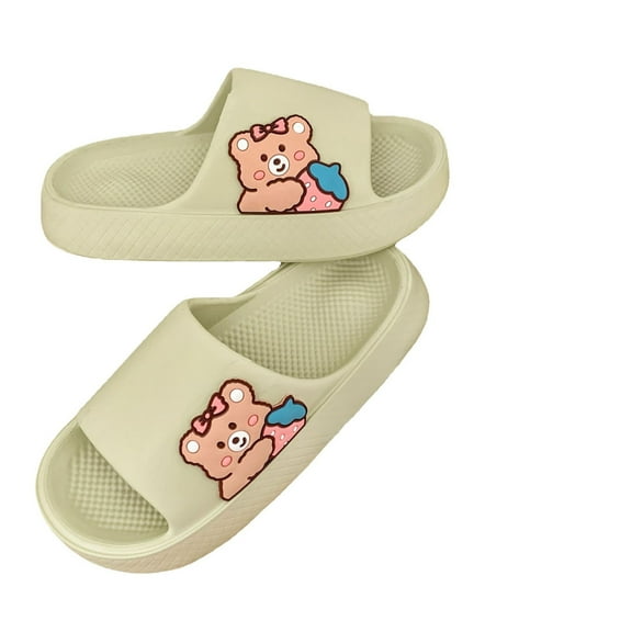Nrmvnmi 2024 Women's Slippers Summer Open Toe Eva Slippers Girls Home Indoor Soft Bottom Cute Slippers Green Mothers Day Gifts