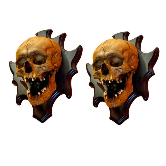 Nrmvnmi 2PC Skull Lamp “Singing Head” Night Light Wall Decoration, Resin Halloween Creative 3D Skeleton Head Home Walls Fine Horror Lamp for Party Porch Yard Bar Decor, Bedside Wall Skull Sconce