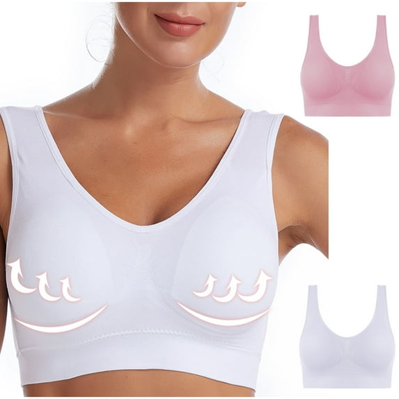 Nrmvnmi 2PC Solid Color Seamless Comfort Bra for Women - The Best Wireless Full Coverage Push Up Sports Bra for Everyday Wear and Workouts Mothers Day Gifts