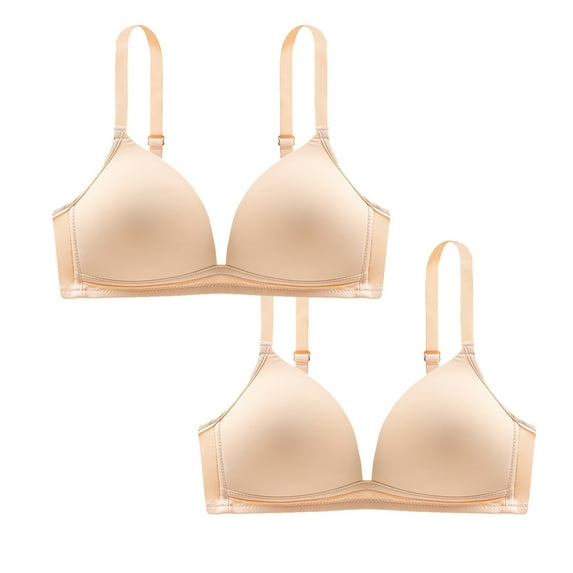 Nrmvnmi 2PC Summer Saving 2024 Women's Inbarely Triangle Bralette Plunge Unlined Solid Color Seamless Bra No Underwire Sexy Comfortable Everyday