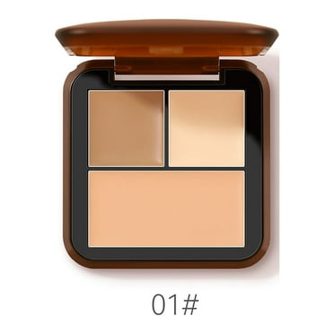 Nrmvnmi 3 Color Cream Concealer Foundation Palette, Long-Wearing Smudge Proof Blendable Full Coverage Cream Contour Blush Highlighter Color Correcting Concealer Foundation Palette Makeup