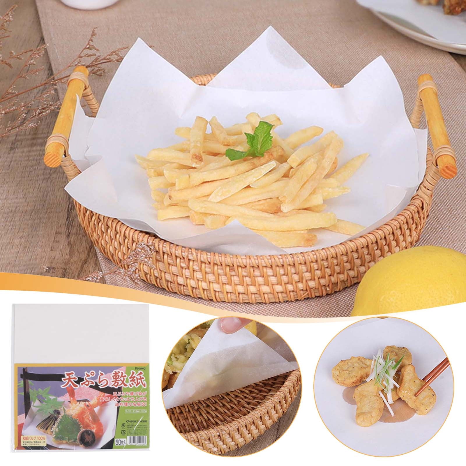 Nrmvnmi 50PCS Deli Paper Sheets, Unbleached White Wax Paper Sheets for Food Basket Liners, Precut Parchment Paper Baking Sheets for Cookies, Grease Resistant Sandwich Wrappering Paper