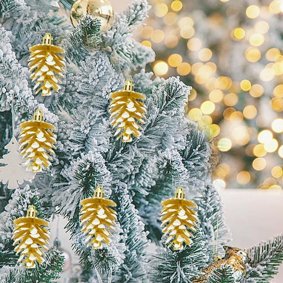 Nrmvnmi 6PC Christmas Pinecone Glass Ornament Glitter Pinecone Christmas Ornament Glitter Xmas Hanging Ornaments for Xmas Tree DIY Crafts Fall Thanksgiving Day Decoration