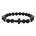 thumbnail image 1 of Nrmvnmi 8mm Beads Cross Bracelet for Women Men Natural Stone Elastic Link Prayer Bracelet for Women,with Gift Box, 1 of 1