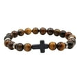 thumbnail image 1 of Nrmvnmi 8mm Beads Cross Bracelet for Women Men Natural Stone Elastic Link Prayer Bracelet for Women,with Gift Box, 1 of 1