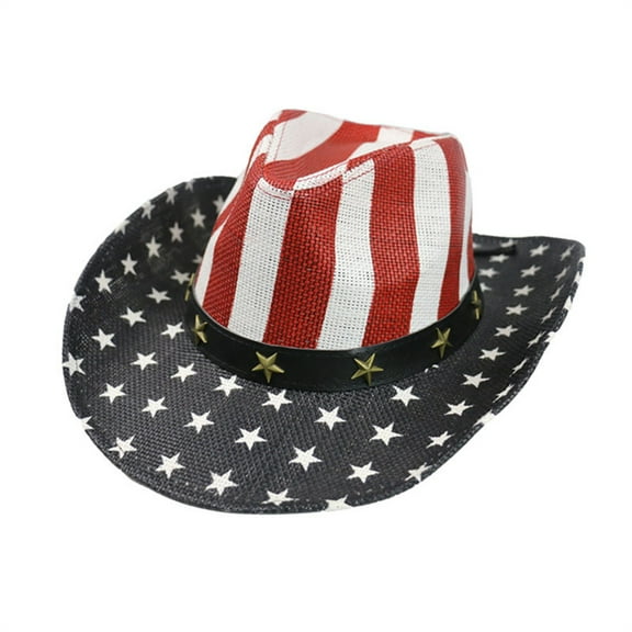 Nrmvnmi American Flag Cowboy Hat , My Independences Days Hats, Wide Brim Sun Hat Boonie Hats Breathable Hat with Adjustable Rope Felt Hat Fishing Hiking Safari Outdoor Hats For Women