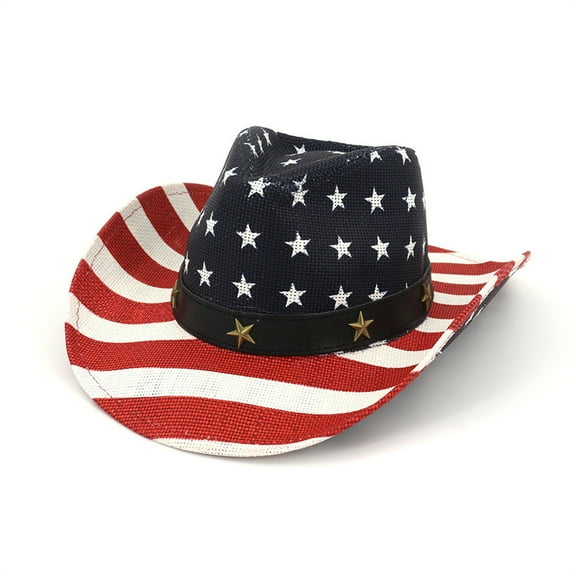 Nrmvnmi American Flag Cowboy Hat , My Independences Days Hats, Wide Brim Sun Hat Boonie Hats Breathable Hat with Adjustable Rope Felt Hat Fishing Hiking Safari Outdoor Hats For Women