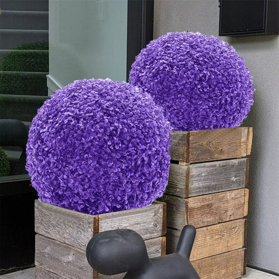 Nrmvnmi Artificial Boxwood Topiary Ball, 12'' Faux Grass Balls Wreath Round Artificial Plants Grass Balls, Hanging Garden Topiary Balls, Front Door Garden Patio Living Room Decor (Orange)