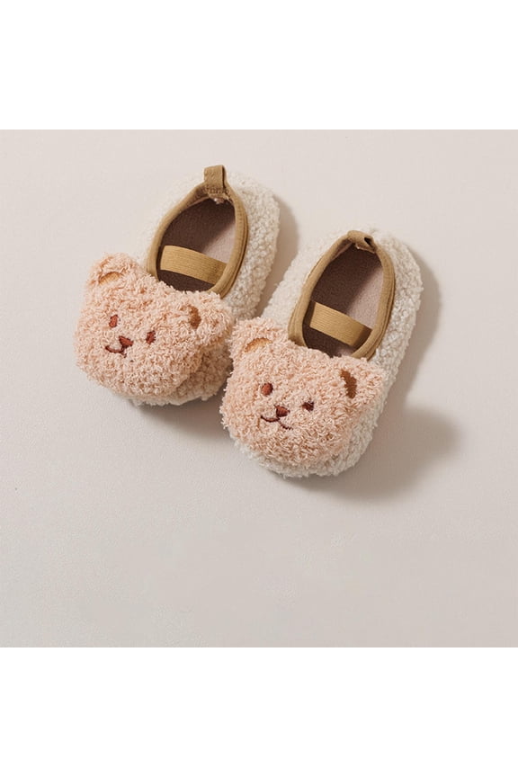 Baby Anti Slip Sock Shoes For Toddler Boys Girls Soft Cute Cotton Print Fleece Slippers Sock Shoes Winter Warm Walking Crawling Shoes Baby Booties Non-Slip