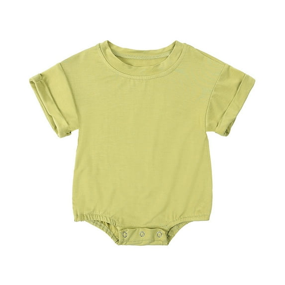 Nrmvnmi Baby Boy Girls Bodysuit Short Sleeve Solid Romper Newborn Jumpsuit One Piece Baby Ribbed Clothes/Outfits Green-18-24 Months