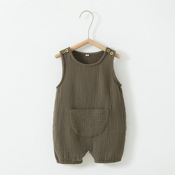 Nrmvnmi Baby Boy Romper Cotton Soft Sleeveless Solid Color One-Piece Jumpsuit Newborn Boys Summer Clothes Mothers Day Gifts 9-12 Months
