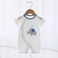 thumbnail image 1 of Nrmvnmi Baby Boys Girls Side Snap Romper Short Sleeve Cute Elephant Print Romper Newborn Cotton Onesie Jumpsuit For 1-16 Months, 1 of 7