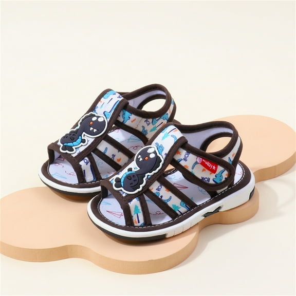 Nrmvnmi Baby Boys Girls Summer Sandals Cute Dinosaur Printed Soft Soled Shoes Infant Squeaky Shoes Baby Casual Shoes Lightwight Comfortable Non-Slip Toddler First Walkers