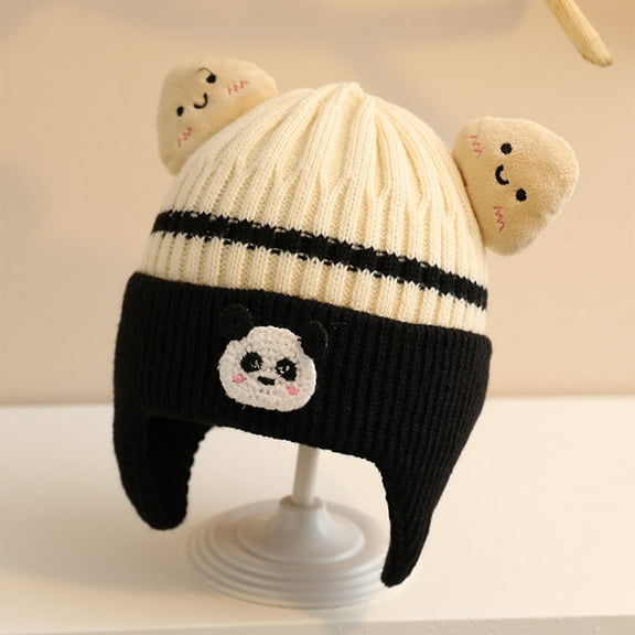 Nrmvnmi Baby Cute Bear Ear Beanie Pompom Baby Boys Hat Infant Toddler Winter Knitted Beanies Warm Fall Winter Hat For Girls (1-6Years)