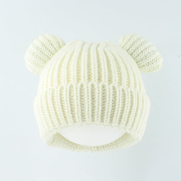 Nrmvnmi Baby Cute Bear Ear Beanie Pompom Baby Boys Hat Infant Toddler Winter Knitted Solid Color Beanies Warm Fall Winter Hat For Girls (1-6Years)