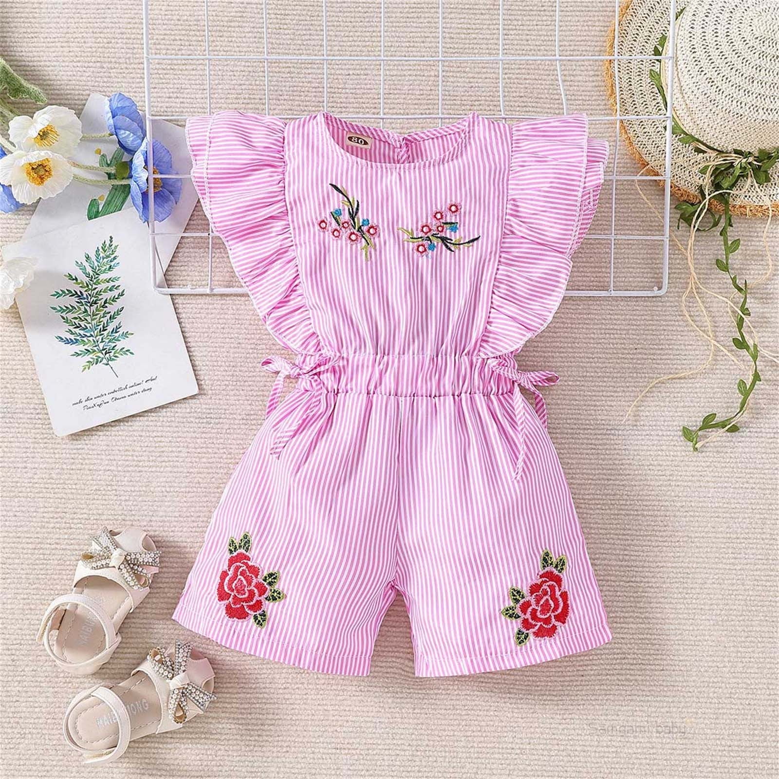 Nrmvnmi Baby Girl Floral Romper Newborn Infant Ruffle Bodysuit One ...