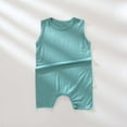 thumbnail image 1 of Nrmvnmi Baby Girls Boys Romper Summer Tank Top Round Neck Casual Solid Cotton Jumpsuit Green-66, 1 of 5