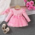 thumbnail image 1 of Nrmvnmi Baby Girls Dress With Headband Ruffle Long Sleeve Tutu Dress Butterfly Tulle Dress Flower Girl Party Birthday Princess Dress Elegant Ball Gown Pageant Dress Baby Suit, 1 of 1