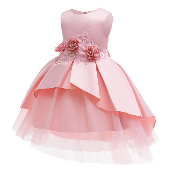 Nrmvnmi Baby Girls Princess Dress Embroidered Yarn Skirt Crew Neck Sleeveless Skirt Toddler Party Dress Cute Church Baptism Birthday Party Formal Dress Fashion Wedding Party Dress