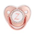 thumbnail image 1 of Nrmvnmi Baby Pacifier and Clips with Rhinestones Rose Gold Bling 26 Letters Initials Personalized Baby Infant Newborn Pacifier, 1 of 3