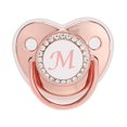 thumbnail image 1 of Nrmvnmi Baby Pacifier and Clips with Rhinestones Rose Gold Bling 26 Letters Initials Personalized Baby Infant Newborn Pacifier, 1 of 3