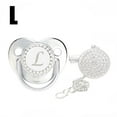 thumbnail image 1 of Nrmvnmi Baby Pacifier and Clips with Rhinestones Silver Bling 26 Letters Initials Personalized Baby Infant Newborn Pacifier, 1 of 3