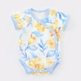 thumbnail image 1 of Nrmvnmi Baby Side Snap Romper Short Sleeve Flower Print Romper Newborn Cotton Onesie Jumpsuit For 0-24 Months, 1 of 5