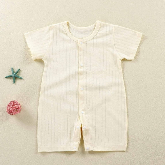 Nrmvnmi Baby Spring New Onesie Newborn Crawling Clothes Sleeveless Thin Ha Clothes Bag Fart Clothes Yellow-73