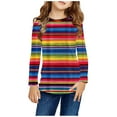 thumbnail image 1 of Nrmvnmi Baby Toddler Girls & Boys Long Sleeve Tee Shirts Cute Rainbow Stripes Sweatshirts Crew Neck Long Sleeve Pullover Little Kids Cotton Warm Loose Comfortable Top(3-14Years), 1 of 1