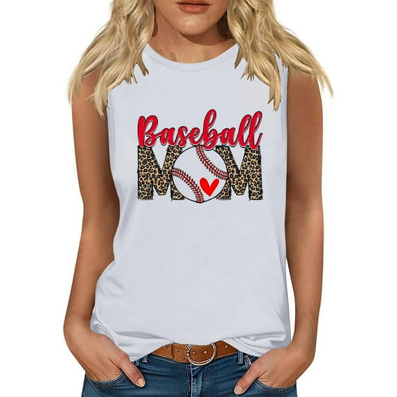 Nrmvnmi Baseball O-Neck Tank Women Print Baseball Tanks Cute Workout Graphic Casual Summer Sleeveless Vest Top Mothers Day Gifts