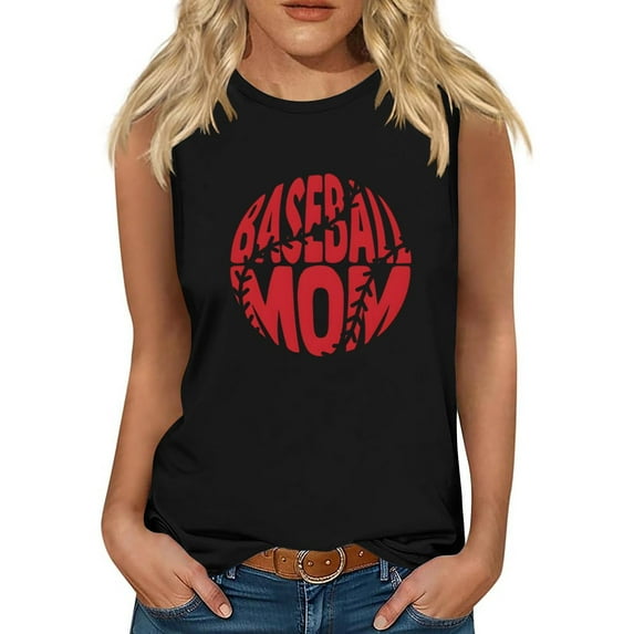 Nrmvnmi Baseball O-Neck Tank Women Print Baseball Tanks Cute Workout Graphic Casual Summer Sleeveless Vest Top Mothers Day Gifts