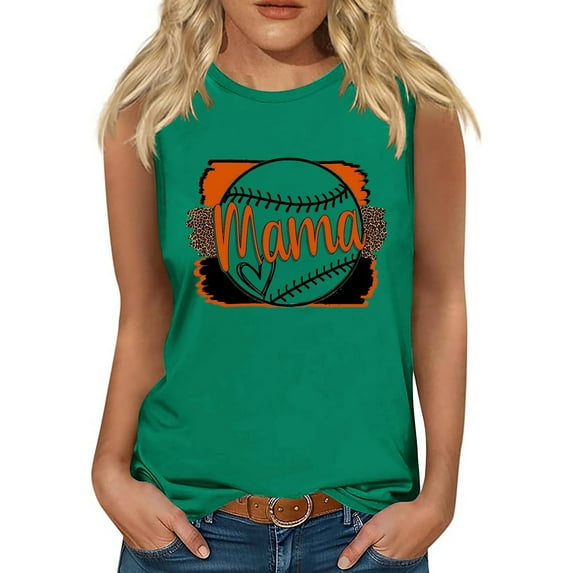 Nrmvnmi Baseball O-Neck Tank Women Print Baseball Tanks Cute Workout Graphic Casual Summer Sleeveless Vest Top Mothers Day Gifts