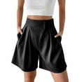 thumbnail image 1 of Nrmvnmi Bermuda Shorts for Women Dressy Casual High Waisted Summer Work Elastic Waist Pleated Dress Shorts with Pockets Mothers Day Gifts For Her, 1 of 6