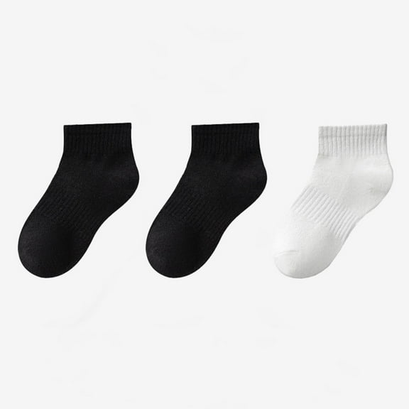 Nrmvnmi Boys/Girls Ankle Socks Athletic Socks Moisture Wicking Low Cut Cotton Socks Cushion Comfortable Solid Color Breathable Socks Versatile Socks 3 Pairs