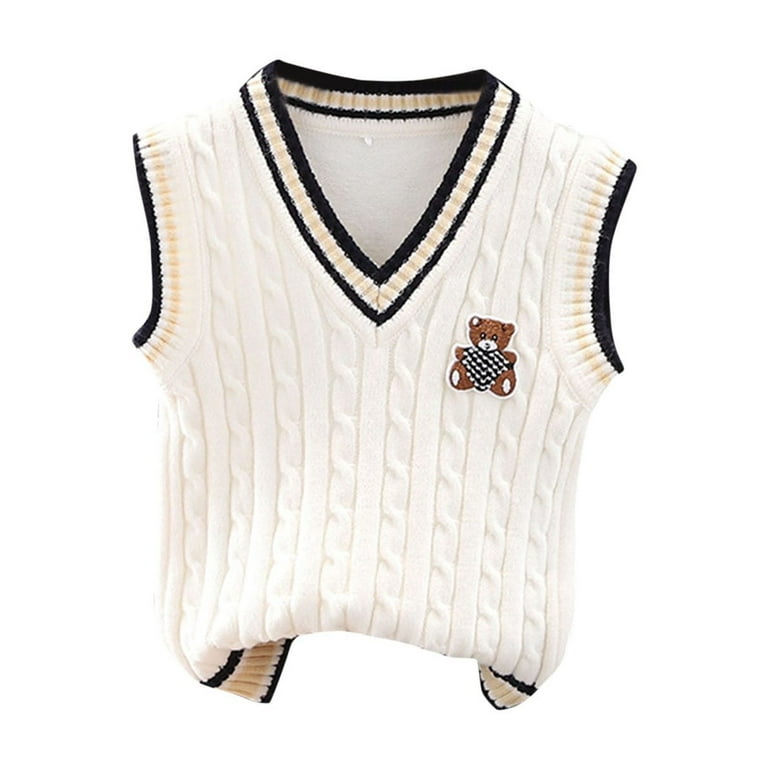 Nrmvnmi Boys Sweater Vest Unisex Cable Knit 100% Cotton Toddler