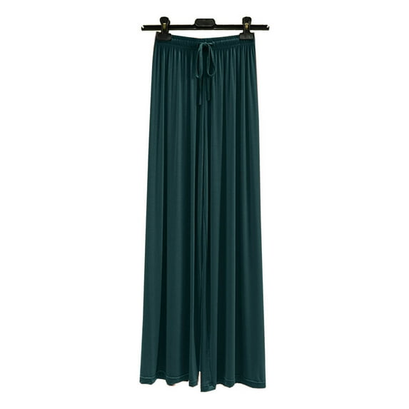 Nrmvnmi Capri Pajamas Pants for Women Casual 2024 Summer Drawstring Elastic High Waist Linen Pants Straight Wide Leg Plus Size Lounge Capris For Women Gifts