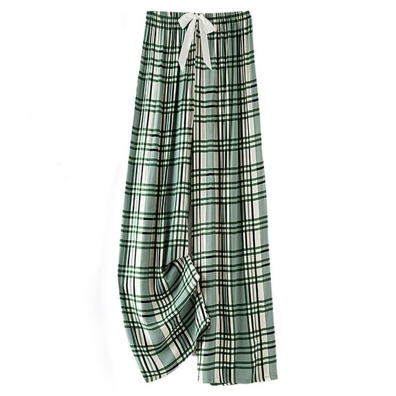 Nrmvnmi Capri Pajamas Pants for Women Casual 2024 Summer Drawstring Elastic High Waist Linen Pants Straight Wide Leg Plus Size Lounge Capris For Women Gifts