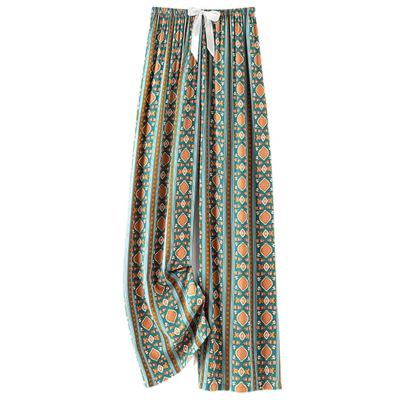 Nrmvnmi Capri Pajamas Pants for Women Casual 2024 Summer Drawstring Elastic High Waist Linen Pants Straight Wide Leg Plus Size Lounge Capris For Women Gifts