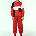 thumbnail image 1 of Nrmvnmi Children Boys Girls Sweatshirt Set Color Blocked Tracksuits Top Pants Outfit Round Neck Long Sleeved Casual Shirt And High Waisted Elastic Pants With Pocket Outfits, 1 of 1