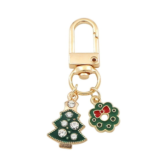 Nrmvnmi Christmas Keychain Pendant Christmas Tree Keychain Christmas Crystal Keyring Charms Reinstone Handbag Purse Charms Christmas Party Favor (Colorful)