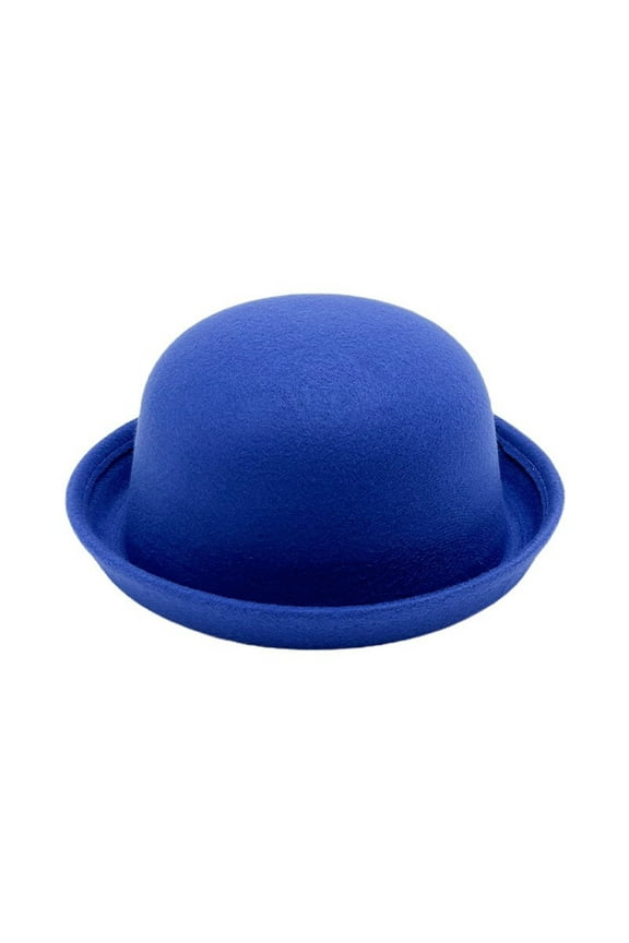 Classic Wool Round Bowler Hats - Trendy Derby Fedora Bucket Caps With Roll Up Brim Solid Color Fashionable Hats For Men Women (Multiple Colors)