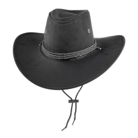 Nrmvnmi Cowboy Hat, Sun Hat Faux Felt Leather Suede Travel Cap Western Hat Outdoor Sun Protect Cowgirl Birthday Party Hat Adjustable String For Women Men