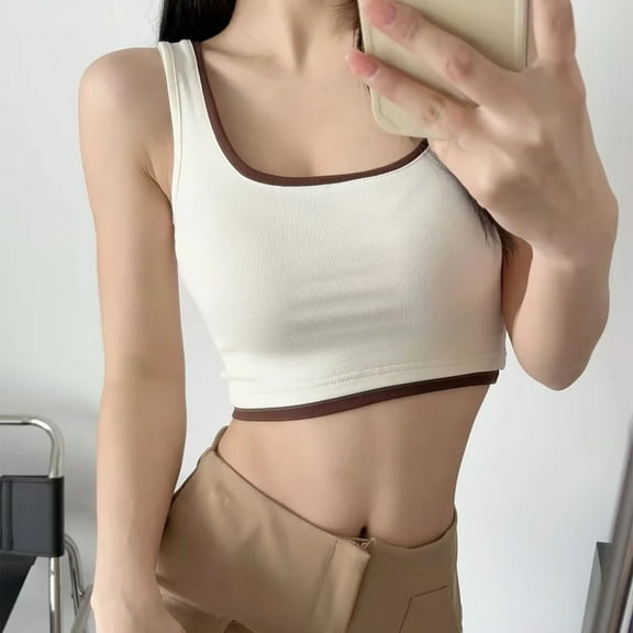 Nrmvnmi Crop Tops for Women Halter Tops Going Out Tops Round Neck Cropped Tank Tops for Women Sleeveless Backless Trendy Tops For Mothers day gifts