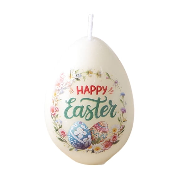 Nrmvnmi Egg Shaped Votive Candles with Rabbit Print, Easter Egg Candles for Easter Party Home Decoration Table Decor Spring Celebrations Supplies (A)