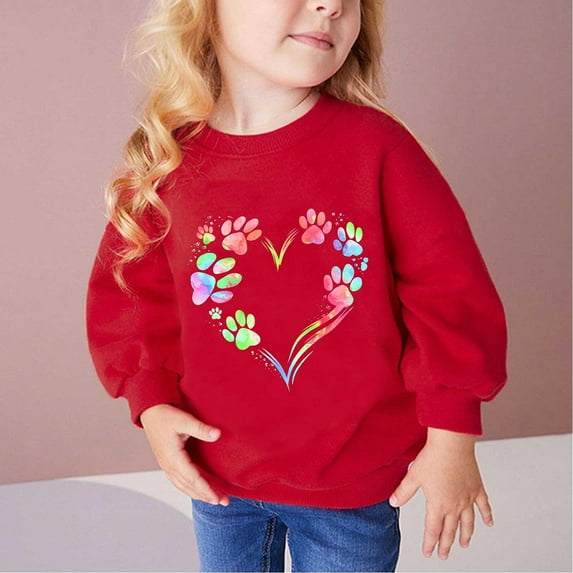 Nrmvnmi Fall And Winter Graphic Print Long Sleeve Sweater Crew Neck Loose And Comfortable Pullover For Middle Big Girls Boys