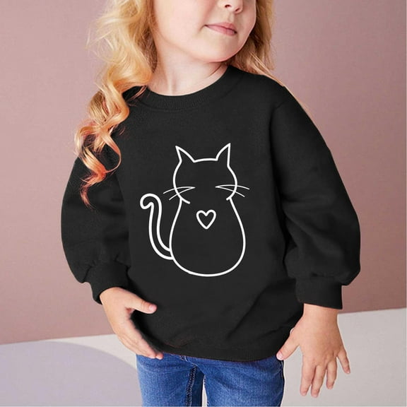 Nrmvnmi Fall And Winter Graphic Print Long Sleeve Sweater Crew Neck Loose And Comfortable Pullover For Middle Big Girls Boys