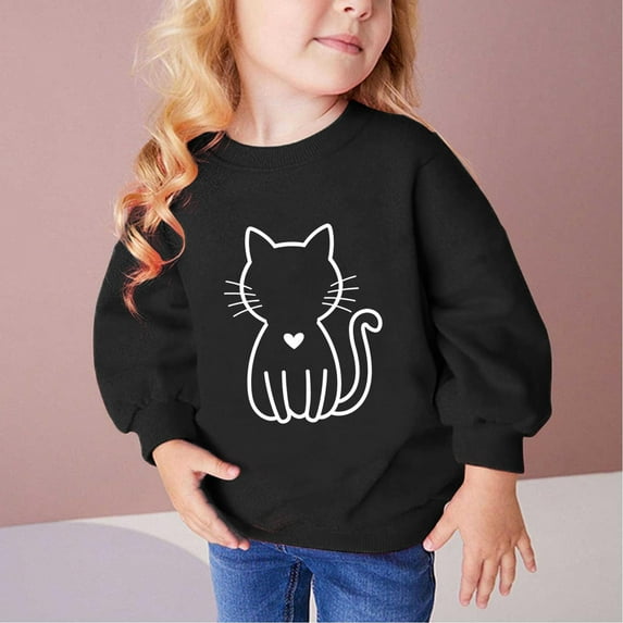 Nrmvnmi Fall And Winter Graphic Print Long Sleeve Sweater Crew Neck Loose And Comfortable Pullover For Middle Big Girls Boys