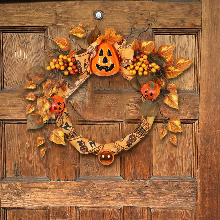 Fall/halloween good illuminated wreaths.