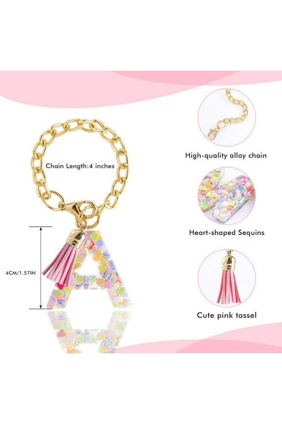 Fashion Alphabet Initial Letter Keychain Tassel Pendant Key Ring for Water Cup Purse Handbags Women Girl Gifts